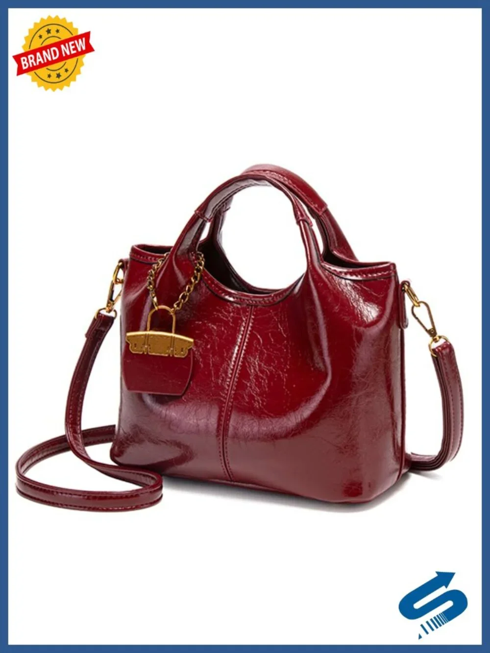 Vegan Leather Tote Bag with Detachable Satchel Strap, Multi-Way Hobo Purse